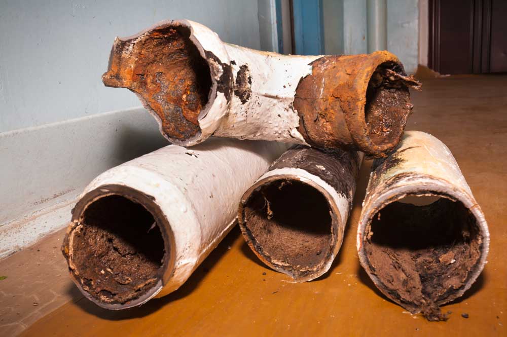 rusted broken sewer pipes